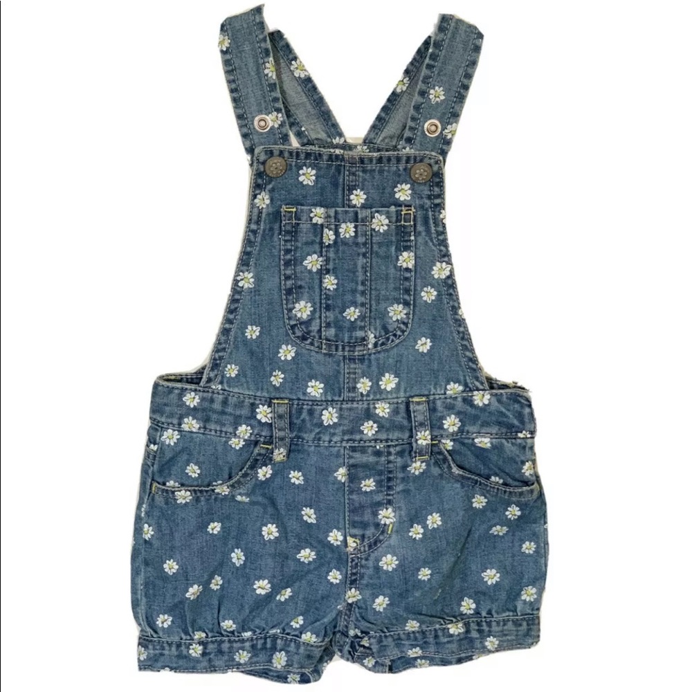 Girls Summer Daisy Pattern Overalls